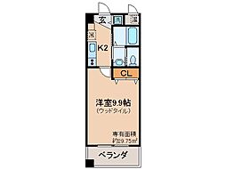 プレジール山科 1Kの間取図画像
