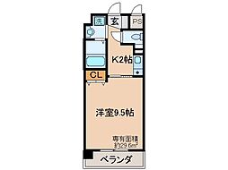 フレーヴァー藤森 1Kの間取図画像