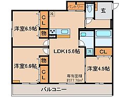 宇治市木幡西中アパート 3LDKの間取図画像