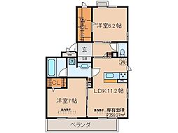 ルミエール 2LDKの間取図画像
