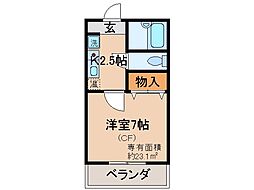 エクセレントハイム 1Kの間取図画像