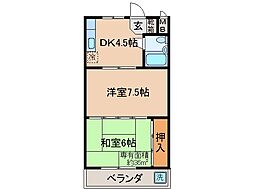 トアベルデュール 2DKの間取図画像