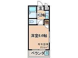 JR奈良線 六地蔵駅 徒歩6分の賃貸マンション 1階1Kの間取り