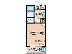 グランディールヤマダ 1Kの間取図画像