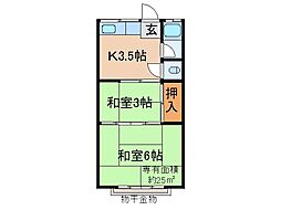京都地下鉄東西線 醍醐駅 徒歩15分の賃貸アパート 2階2Kの間取り