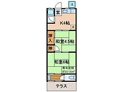 JR奈良線 六地蔵駅 徒歩6分の賃貸アパート 1階2Kの間取り