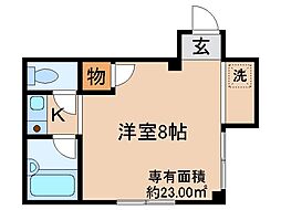 第2塚脇ビルシャガール 1Kの間取図画像