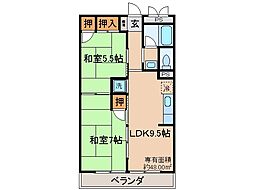 マンション幸C 2LDKの間取図画像
