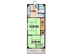 下津ハイツ 2Kの間取図画像
