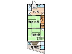 京都地下鉄東西線 石田駅 徒歩11分の賃貸アパート 1階2Kの間取り