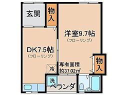 JR奈良線 黄檗駅 徒歩2分の賃貸アパート 2階1DKの間取り