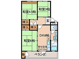 京都地下鉄東西線 六地蔵駅 徒歩8分の賃貸マンション 8階3DKの間取り