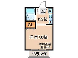JR奈良線 JR藤森駅 徒歩9分の賃貸アパート 1階1Kの間取り