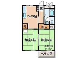 京阪宇治線 黄檗駅 徒歩6分の賃貸マンション 3階2DKの間取り