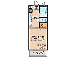 JR奈良線 新田駅 徒歩11分の賃貸アパート 2階1Kの間取り