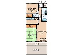 近鉄京都線 向島駅 徒歩4分の賃貸マンション 1階2LDKの間取り