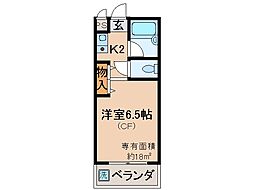 JR東海道・山陽本線 山科駅 徒歩18分の賃貸マンション 2階1Kの間取り