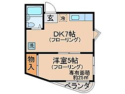 京阪宇治線 桃山南口駅 徒歩2分の賃貸マンション 3階1DKの間取り