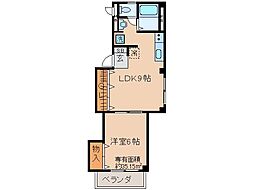 京都地下鉄東西線 石田駅 徒歩10分の賃貸マンション 3階1LDKの間取り