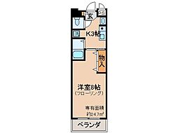 近鉄京都線 小倉駅 徒歩6分の賃貸マンション 4階1Kの間取り