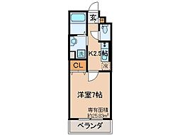 京都地下鉄東西線 小野駅 徒歩13分の賃貸マンション 3階1Kの間取り