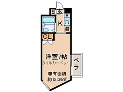 京阪京津線 四宮駅 徒歩5分の賃貸マンション 2階1Kの間取り