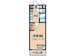 京都地下鉄東西線 小野駅 徒歩6分の賃貸マンション 4階1Kの間取り