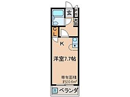 京阪宇治線 黄檗駅 徒歩10分の賃貸マンション 3階ワンルームの間取り