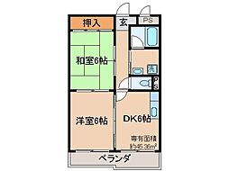 京阪本線 中書島駅 バス10分 国道大手筋下車 徒歩5分の賃貸マンション 1階2DKの間取り