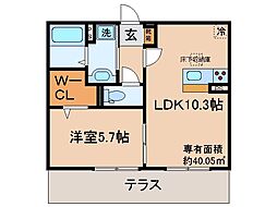 京都地下鉄東西線 東野駅 徒歩21分の賃貸アパート 1階1LDKの間取り