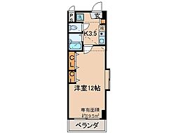 近鉄京都線 小倉駅 徒歩6分の賃貸マンション 5階1Kの間取り