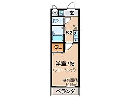 近鉄京都線 富野荘駅 徒歩10分の賃貸マンション 1階1Kの間取り