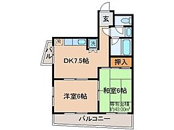 京阪本線 中書島駅 バス10分 国道大手筋下車 徒歩3分の賃貸マンション 2階2DKの間取り