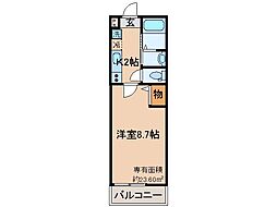 京阪本線 淀駅 徒歩10分の賃貸マンション 3階1Kの間取り