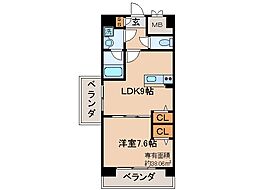 京都地下鉄東西線 椥辻駅 徒歩9分の賃貸マンション 7階1LDKの間取り