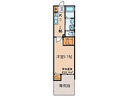 京都地下鉄東西線 小野駅 徒歩8分の賃貸アパート 1階1Kの間取り