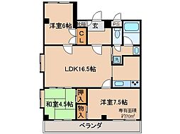 京阪宇治線 木幡駅 徒歩4分の賃貸マンション 2階3LDKの間取り