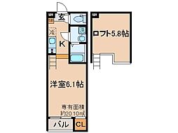 京都地下鉄東西線 石田駅 徒歩10分の賃貸アパート 1階1Kの間取り