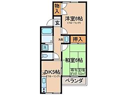 第3芳月ハイツ 2DKの間取図画像