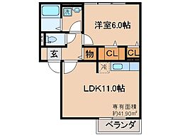 京阪京津線 四宮駅 徒歩10分の賃貸アパート 2階1LDKの間取り