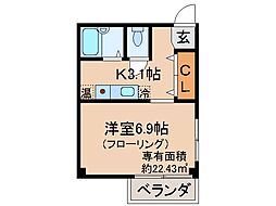 京阪宇治線 木幡駅 徒歩3分の賃貸マンション 3階1Kの間取り