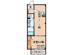近鉄京都線 久津川駅 徒歩6分の賃貸マンション 3階1LDKの間取り