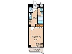 近鉄京都線 伏見駅 徒歩12分の賃貸マンション 2階1Kの間取り