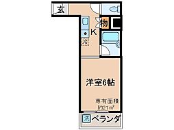 京都地下鉄東西線 小野駅 徒歩5分の賃貸マンション 2階1Kの間取り