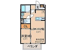 京都地下鉄東西線 東野駅 徒歩16分の賃貸アパート 2階1LDKの間取り