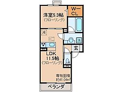 京阪本線 中書島駅 バス9分 八丁畷下車 徒歩7分の賃貸アパート 1階1LDKの間取り
