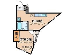 京阪宇治線 桃山南口駅 徒歩2分の賃貸マンション 3階1DKの間取り