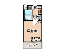 パル大久保 1Kの間取図画像