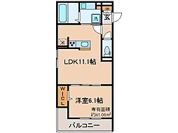 京阪宇治線 六地蔵駅 徒歩2分の賃貸アパート 2階1LDKの間取り