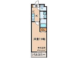 ビエノス京都伏見 1Kの間取図画像